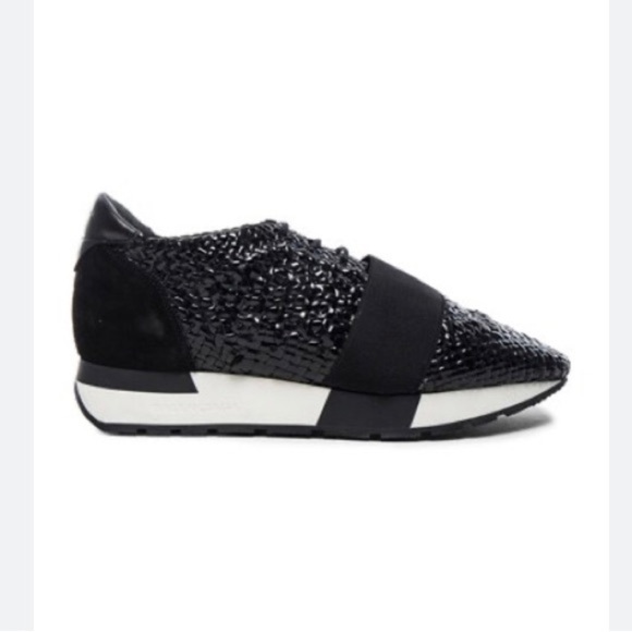 Balenciaga Raffia Runners in black woven leather sneakers size 41 - Picture 1 of 14
